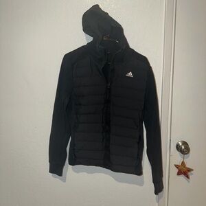 adidas Black Quilted Hooded Puffer Jacket